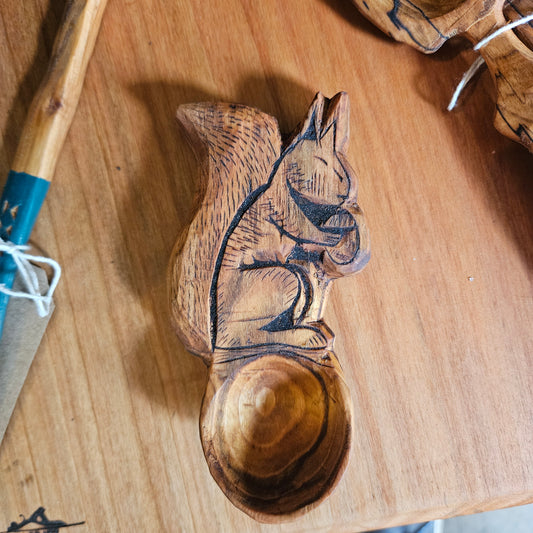 Cherry Wood Red Squirrel Coffee Scoop