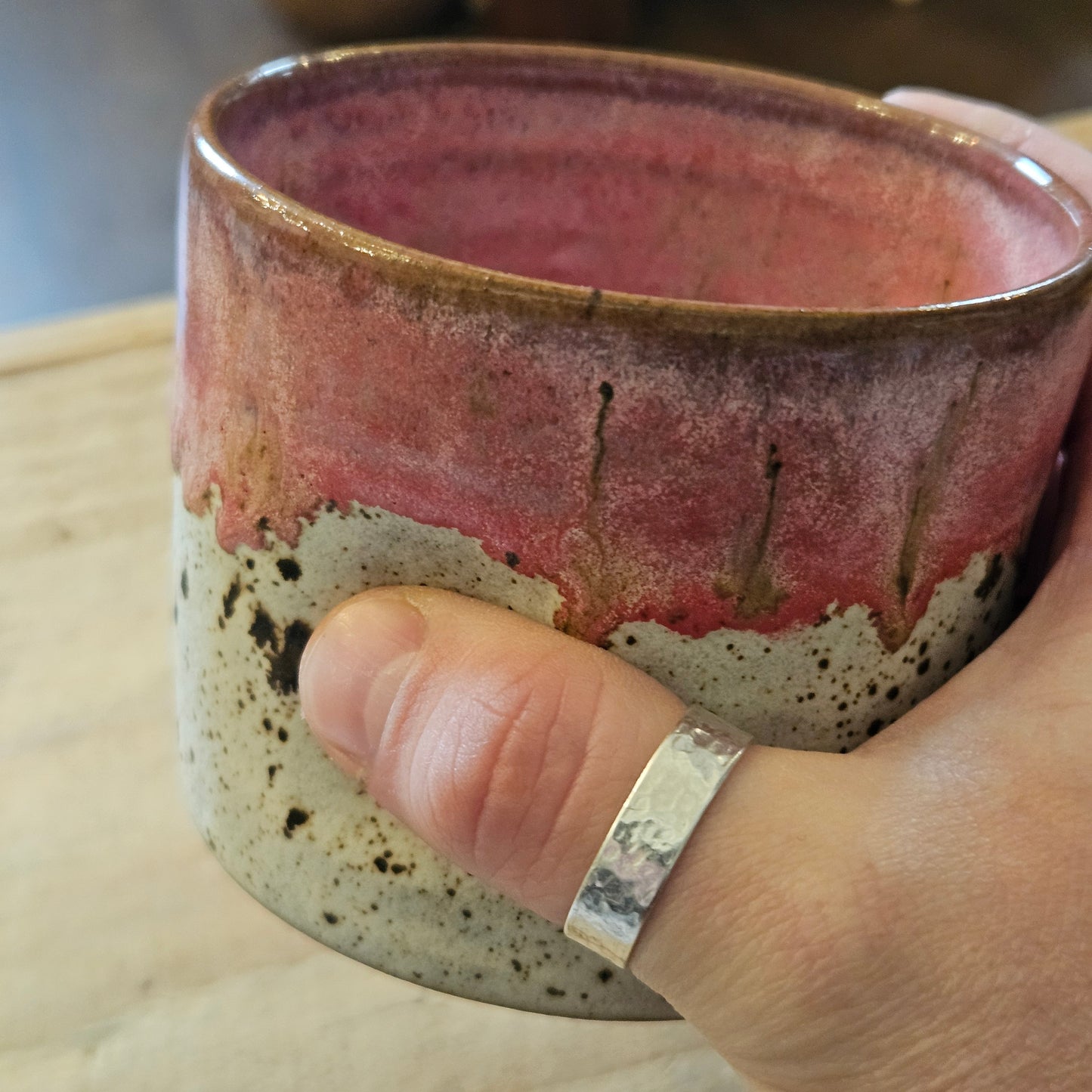Red / Pink Thumb Mug