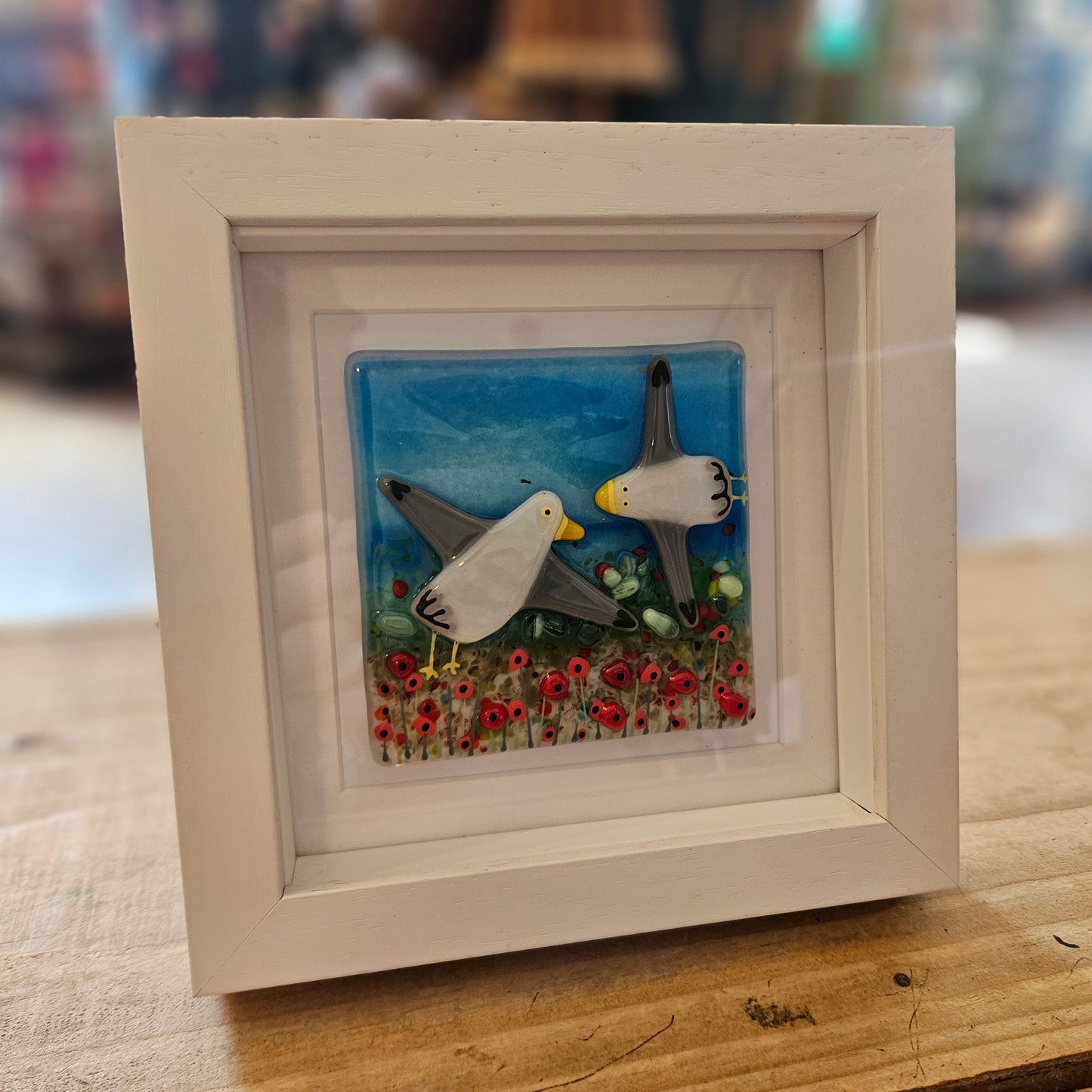 Seagulls Fused Glass Framed Art