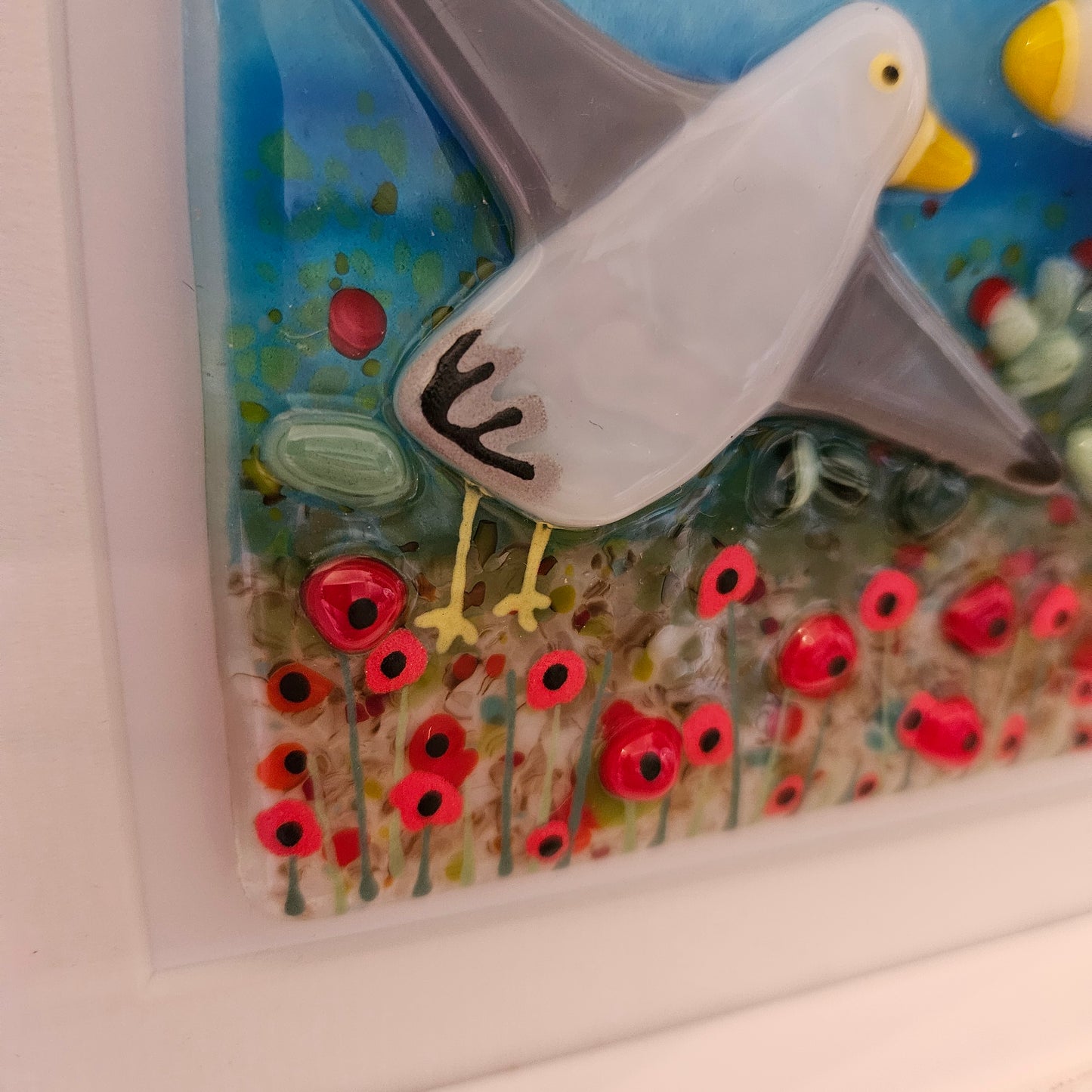 Seagulls Fused Glass Framed Art
