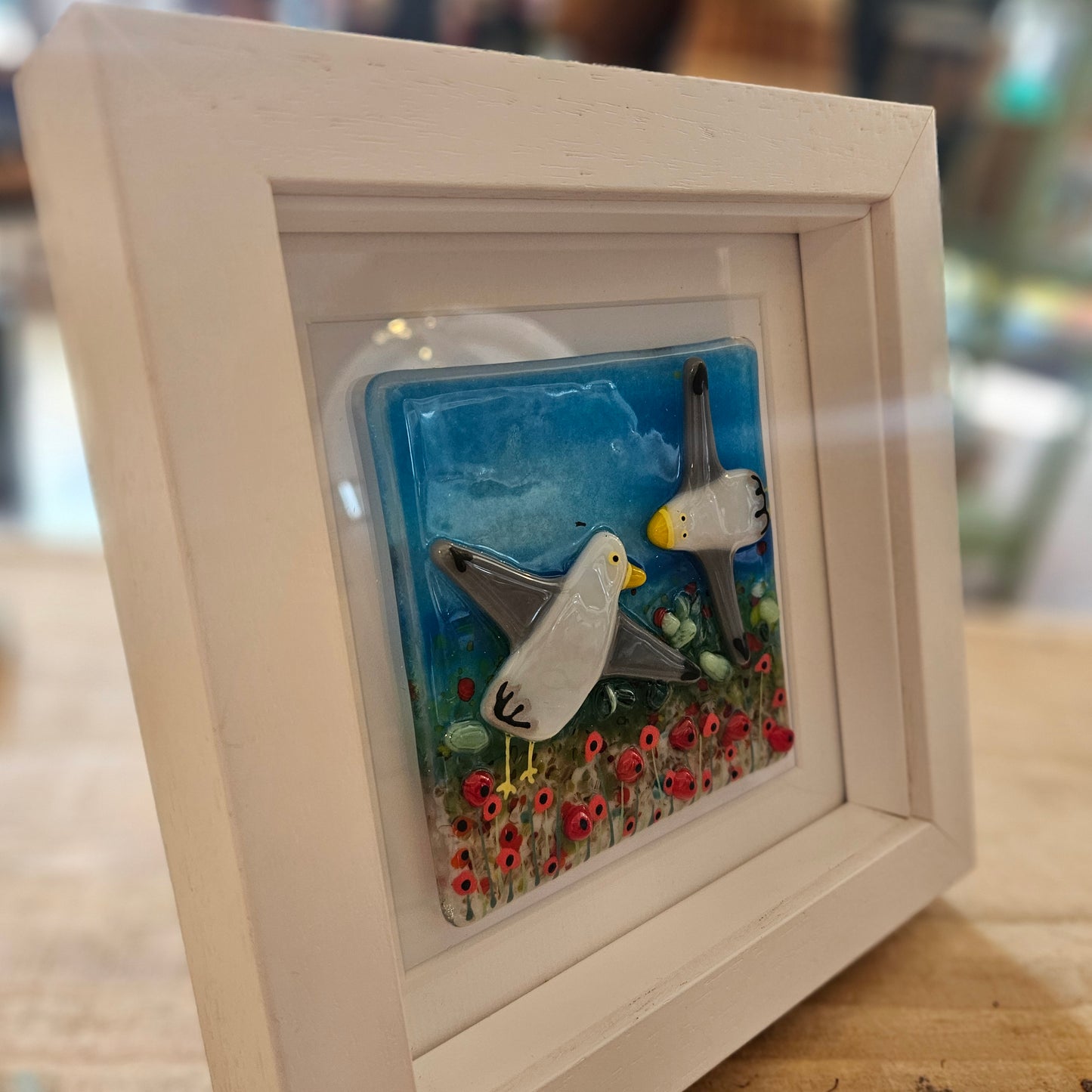 Seagulls Fused Glass Framed Art