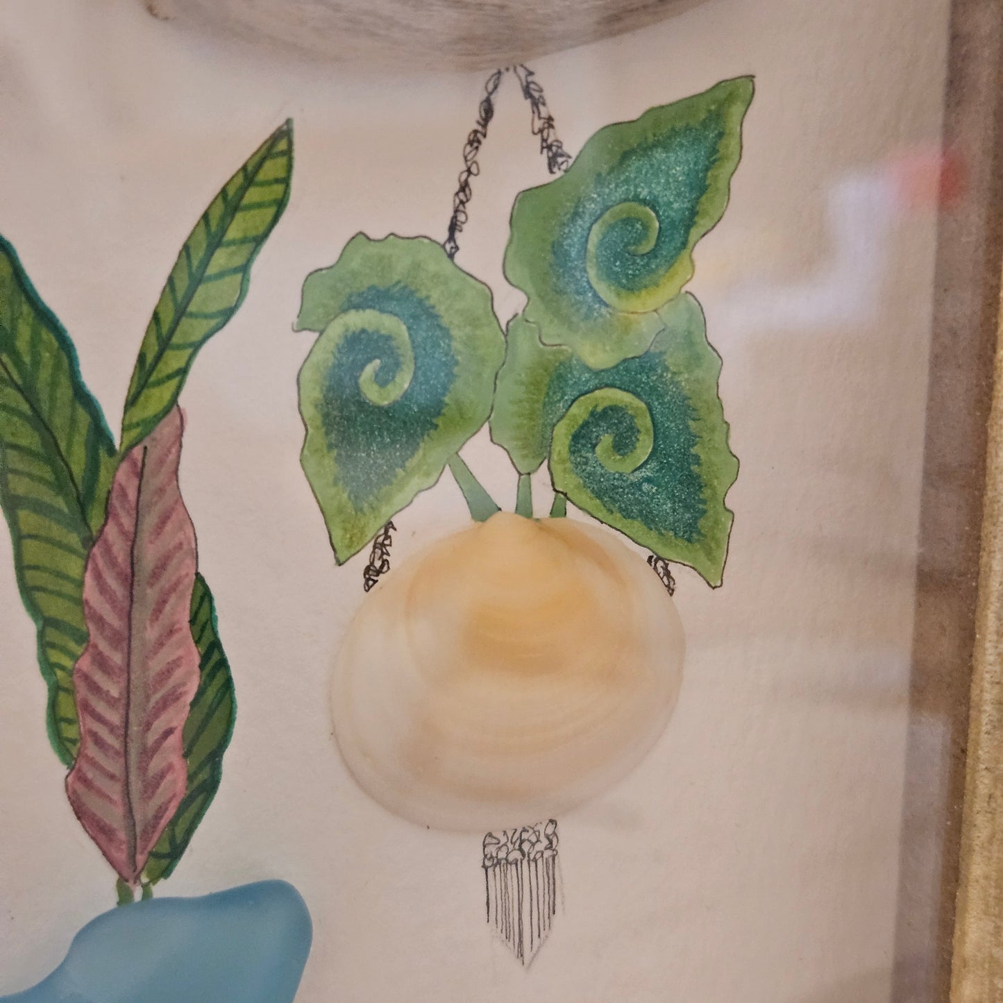 Mixed Media Chameleon & Plants Picture