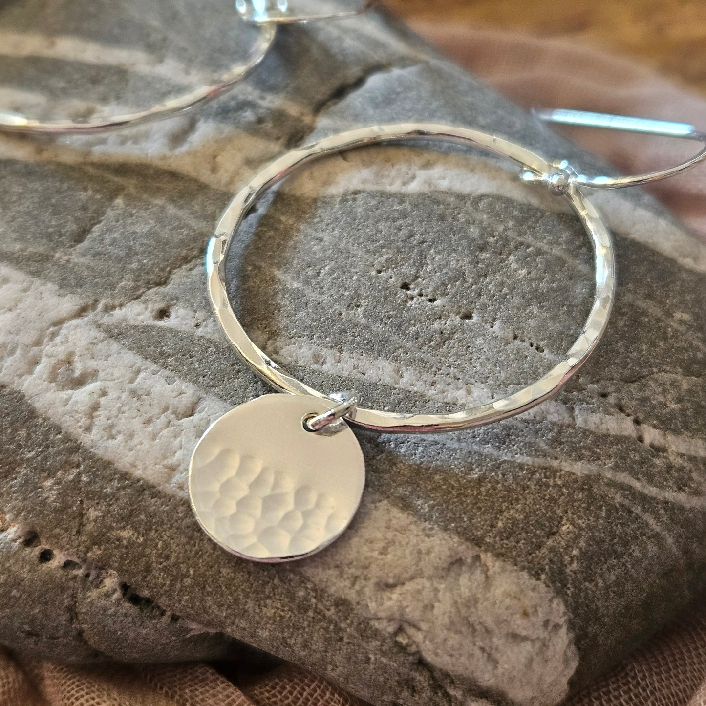 Sterling Silver Hammered Disc Hoops