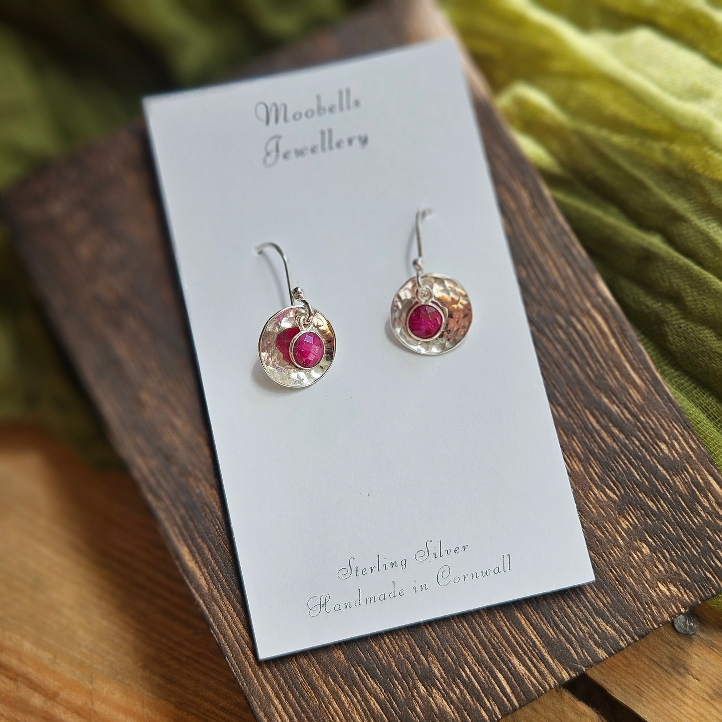 Sterling Silver Ruby Drop Earrings