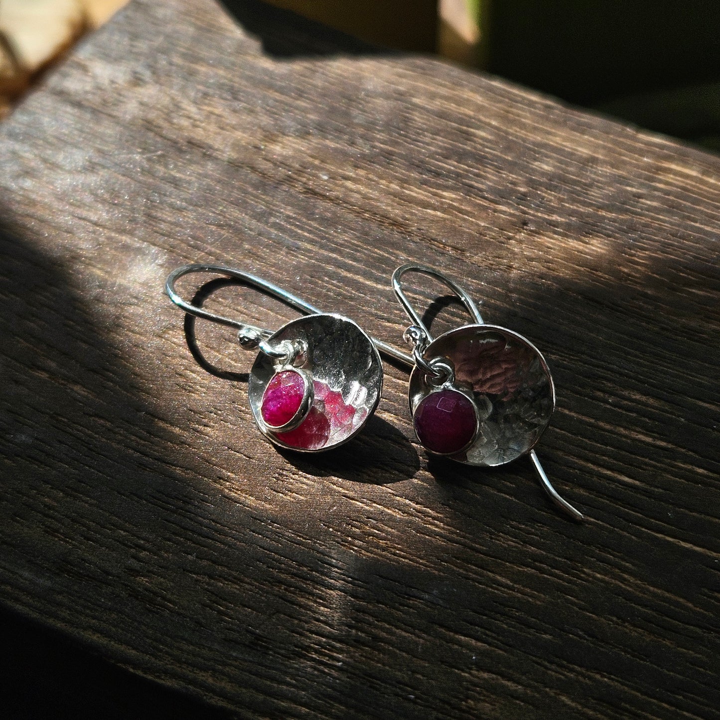 Sterling Silver Ruby Drop Earrings