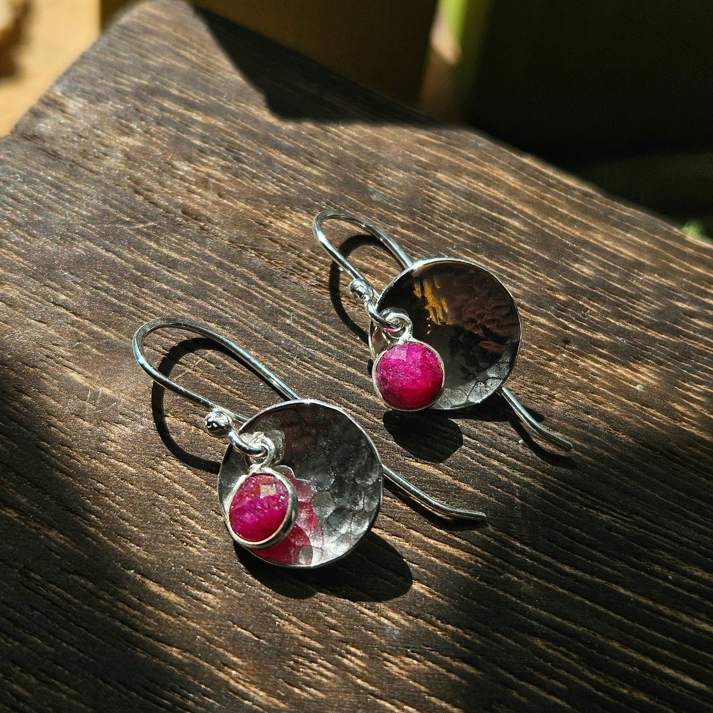 Sterling Silver Ruby Drop Earrings