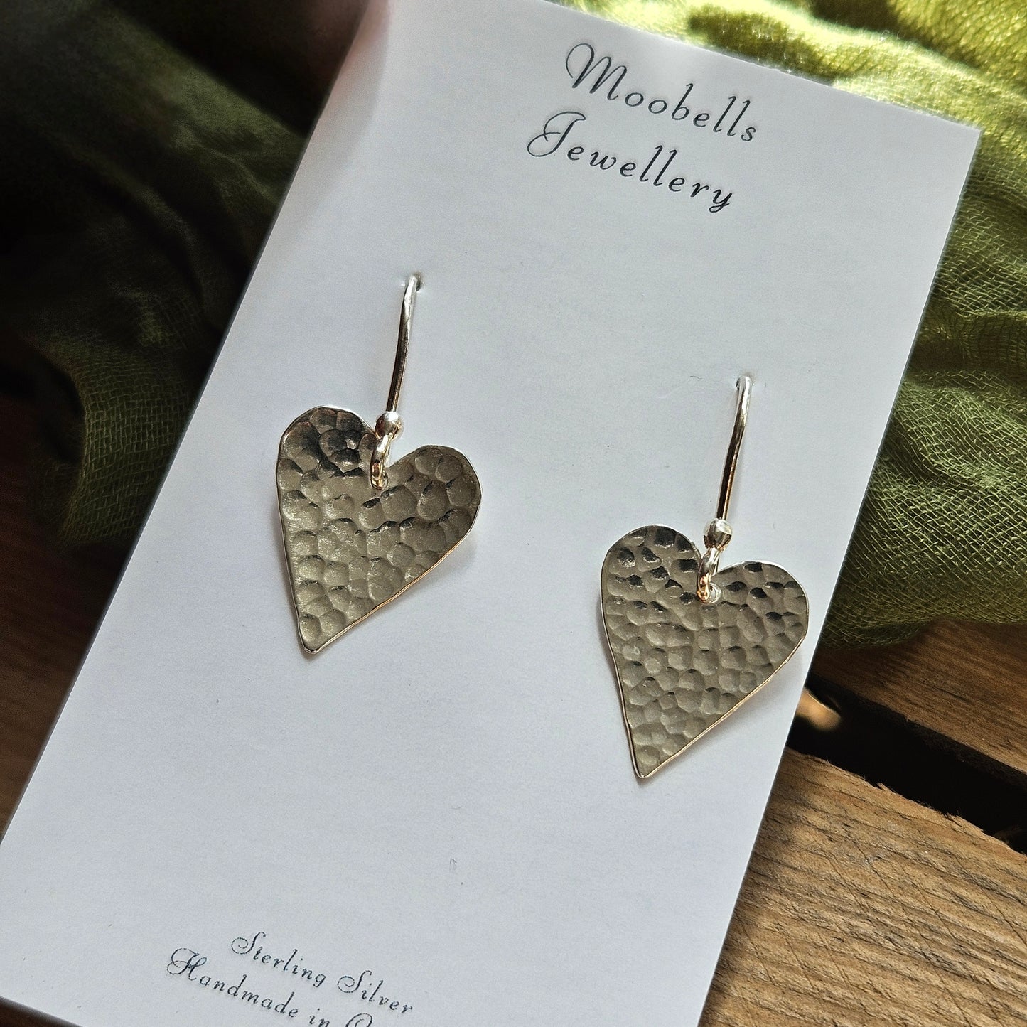 Sterling Silver Hammered Heart Earrings