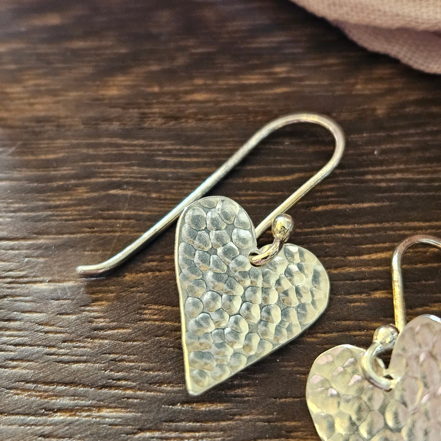 Sterling Silver Hammered Heart Earrings
