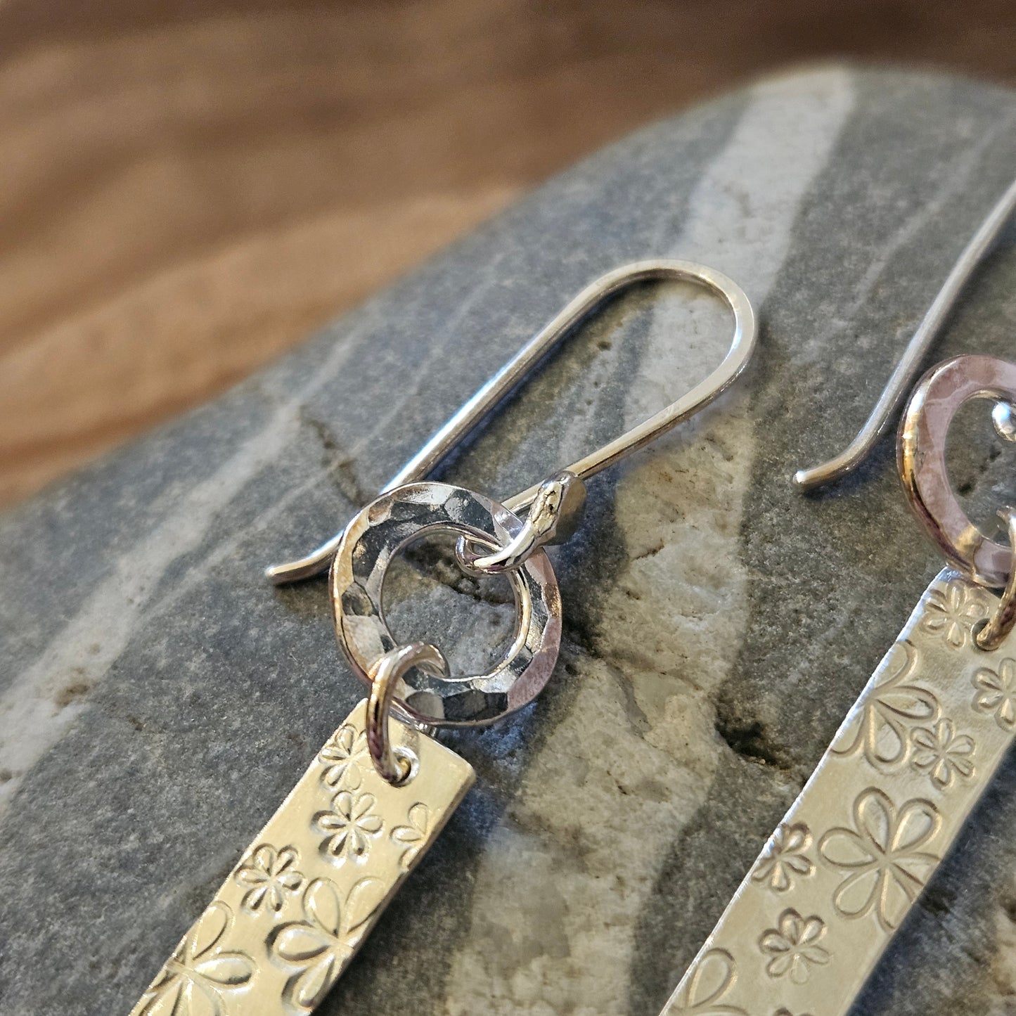 Sterling Silver Stamped Flower Earrings