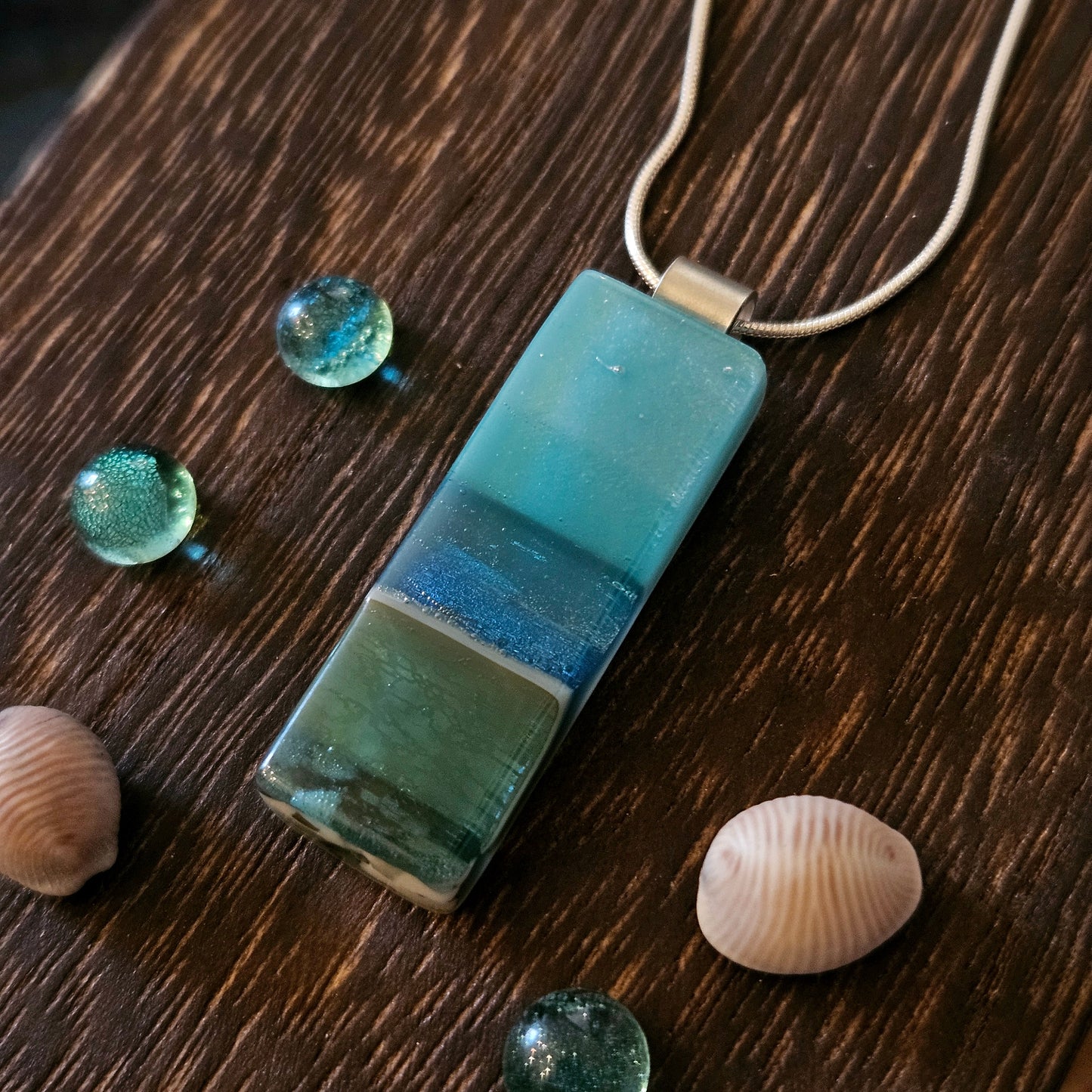 Fused Glass Seascape Necklace
